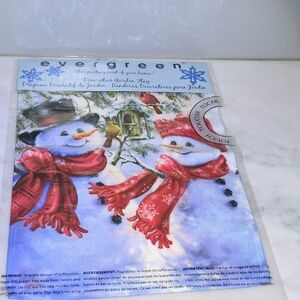 Evergreen Decorative Garden Flag - Snowmen with Red Scarves